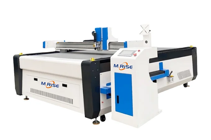 CNC digital oscillating knife cutter precisely contour-cutting adhesive vinyl sheet