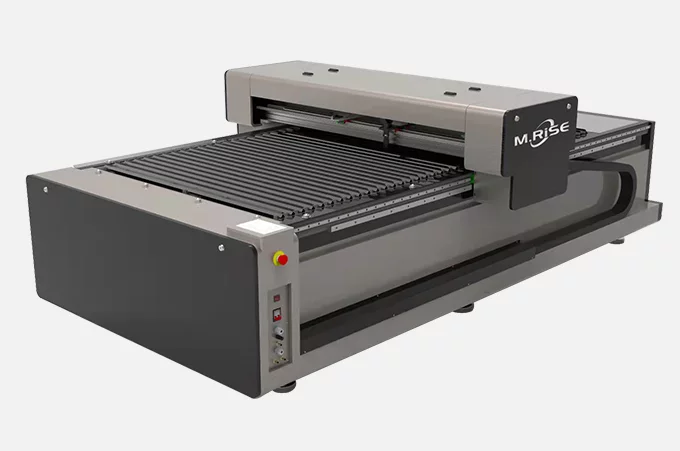 Industrial 1325 CO2 laser cutting machine with large-format worktable, control cabinet, and laser tube housing.