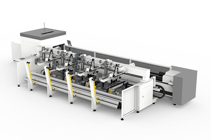 Fully-automated robotic tube laser cutting machine processing metal pipes with zero manual handling