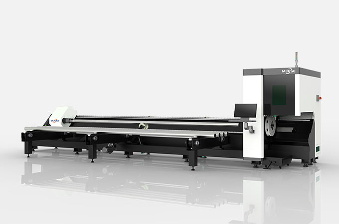 Semi-automatic tube laser cutting machine loading metal pipes with partial automation