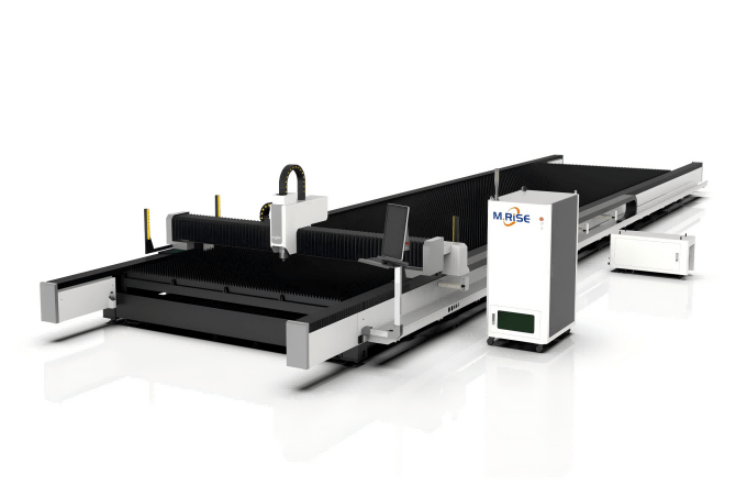 Ultra-large open-platform industrial fiber laser cutting machine processing a large metal sheet