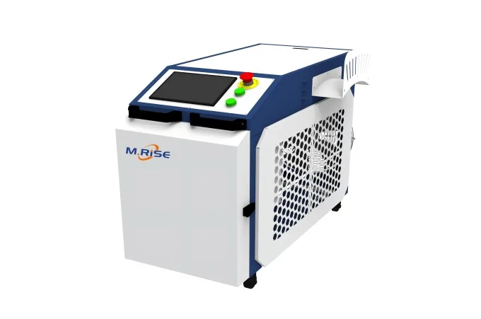 Compact 5-in-1 handheld laser machine for welding, cutting, cleaning.